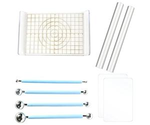 YFaith 9 Accessoires en Argile polymère, Rouleaux et plaques acryliques | outils en argile polymère transparent, avec stylo de moulage double face, pour façonner et modeler des modèles d'argile