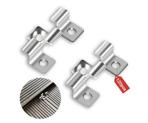 YFaith Clips pour Terrasses, 120 Pièces Attaches Cachées pour Terrasse | Clips de Terrasse-WPC Acier Inoxydable, Largeur Serrage 7,5 mm, Clip de Fixation Cachée, pour Sols Bois Massif et Composite