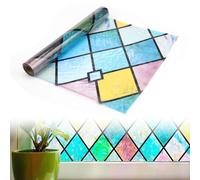 YFaith Film Electrostatique Vitre, 30 cm x 3 m, PVC Film Opaque Fenetre, sans Colle, Film Paroi de Douche, Colorée Rhombique Treillis, Film de Fenêtre pour Salle de Bain, Chambre à Coucher, Salon