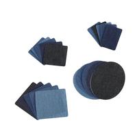 YFaith Patch Thermocollant Jean, 20 Pièces Tissu Thermocollant, 4 Formes Patch Thermocollant Vetement, Denim à Repasser Découpable, avec Kit Couture, pour Réparation Jeans, Vêtements, Sacs