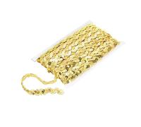 YFaith Ruban Paillette, 30 m Ruban Garniture Sequin, S Vagues Forme Sequin Ribbon Glitter Largeur 15 mm, Doré Garniture à Paillettes pour Vêtements, Projets Bricolage