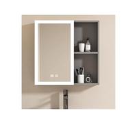 YFAURNDE Armoire à Miroir, Armoire de Douche avec Miroir, Meuble Salle de Bain Mural , Étagère Murale de Salle de Bain, Espace Aluminium(Gray,75cm/29.5in)