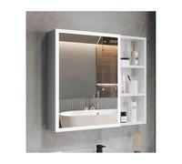 YFAURNDE Armoire Murale Salle de Bain Miroir Salle de Bain Meuble Mural Toilette Rangement Durable, étanche, antibuée, Espace de Rangement, Miroir argenté Haute définition(White,80cm/31.5in)