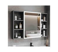 YFAURNDE Armoire Murale Salle de Bain Miroir Salle de Bain Meuble Mural Toilette Rangement Durable, étanche, antibuée, Espace de Rangement, Miroir argenté Haute définition(Gray,90cm/35.4in)