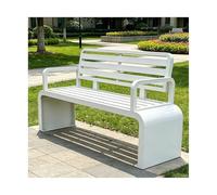 YFAURNDE Banc de Jardin Exterieur, Banc Fer Forgé ExtéRieur, Fabriqué en Tubes d'acier Galvanisé, Ce Qui Le Rend Adapté Aux Abords des Piscines, Aux Parcs et Aux Jardins.(White,100 * 40 * 82CM)