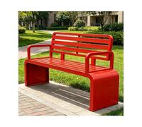 YFAURNDE Banc de Jardin Exterieur, Banc Fer Forgé ExtéRieur, Fabriqué en Tubes d'acier Galvanisé, Ce Qui Le Rend Adapté Aux Abords des Piscines, Aux Parcs et Aux Jardins.(Red,120 * 40 * 82CM)