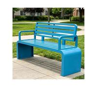 YFAURNDE Banc de Jardin Exterieur, Banc Fer Forgé ExtéRieur, Fabriqué en Tubes d'acier Galvanisé, Ce Qui Le Rend Adapté Aux Abords des Piscines, Aux Parcs et Aux Jardins.(Blue,150 * 40 * 82CM)