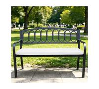 YFAURNDE Banc Jardin, Banc de Jardin Fer Forgé, PréSente Une Conception en Tubes d'acier éPaissis, Adapté Aux Environnements ExtéRieurs Tels Que Les Parcs Et Les Cours.(C Has a Cushion.)
