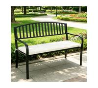 YFAURNDE Banc Jardin, Banc de Jardin Fer Forgé, PréSente Une Conception en Tubes d'acier éPaissis, Adapté Aux Environnements ExtéRieurs Tels Que Les Parcs Et Les Cours.(B Has a Cushion)