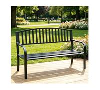 YFAURNDE Banc Jardin, Banc de Jardin Fer Forgé, PréSente Une Conception en Tubes d'acier éPaissis, Adapté Aux Environnements ExtéRieurs Tels Que Les Parcs Et Les Cours.(B Has no Cushion)