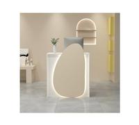 YFAURNDE Bureau D’Accueil,Comptoir de réception, Réception avec Espace De Rangement, Une chose for de multiples usages, magasin de vêtements, salon de beauté, réception d'entreprise, etc.(White and Cr