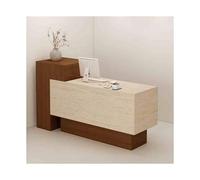 YFAURNDE Comptoir Caisse,Comptoir Réception, Comptoir d'accueil pour Caisse Debout avec Tiroirs, Usages Fonctionnels Multiples, réception d'entreprise/Magasin de vêtements(Walnut Stone,Right_120CM)