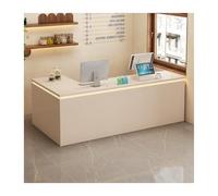 YFAURNDE Comptoir de réception Caissier Réception Comptoir,Comptoir D’Accueil Commercial,Approprié au Bureau, Salon de beauté, Lobby, Centre Commercial.(Beige,Right_120CM/47.3IN)