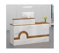 YFAURNDE Comptoir Réception,Comptoir D’Accueil Commercial,Comptoir de Réception avec Tiroir-Clavier,Rangement multiple, utilisé dans la salle de réception/hall/salon de thé(White and wood,RIGHT_140CM)
