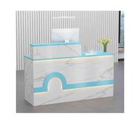 YFAURNDE Comptoir Réception,Comptoir D’Accueil Commercial,Comptoir de Réception avec Tiroir-Clavier,Rangement multiple, utilisé dans la salle de réception/hall/salon de thé(White and blue,RIGHT_120CM)