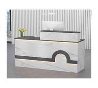 YFAURNDE Comptoir Réception,Comptoir D’Accueil Commercial,Comptoir de Réception avec Tiroir-Clavier,Rangement Multiple, utilisé dans la Salle de réception/Hall/Salon de thé(White and Gray,Left_130CM)