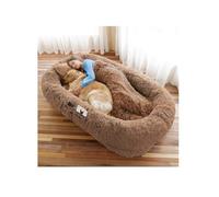 YFAURNDE Lit Humain-Chien,Lit pour Chien Humain Chaud Et Confortable,orthopédique, Grand et Confortable, en Forme de Pouf(Khaki)