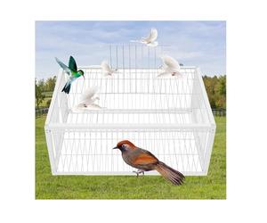 YFAURNDE Piège a Moineaux,Cage à Poules avec 4 entrées à Sens Unique,Protection des Cultures agricoles, avec entrée à Sens Unique for Attraper Les Pigeons(White,100 * 60cm)