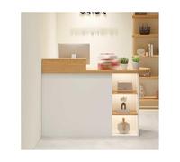 YFAURNDE Stands de réception,Bureau D’Accueil, comptoirs de magasins, avec Espace de Rangement, adapté aux centres commerciaux/Restaurants/lieux de Divertissement(Wood,Right_120CM/47.2IN)