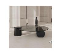 YFAURNDE Table Basse,Table Basse Moderne,Table canapé pour Salon,Table en Verre Trempé,Petite Table Basse,Peut être utilisé dans Les Salons, Les atriums, Les hôtels, etc.(Black,Large)