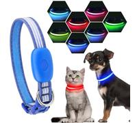 YFbrite Collier lumineux pour chien - 7 couleurs - LED rechargeable - collier clignotant - collier réglable et réfléchissant de sécurité pour chien - Lumineux à la tombée de la nuit (bleu, taille XS)
