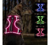 YFbrite Harnais lumineux pour chien - Rechargeable, réglable et étanche - LED pour chiens de petite, moyenne et grande taille (rose, L)