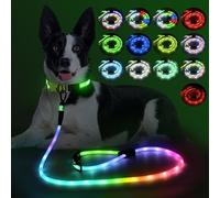 YFbrite Laisse étanche pour chien avec éclairage et 15 modes clignotants - Laisse LED super lumineuse pour chiens de petite, moyenne et grande taille - Laisse rechargeable de type C avec lumière (180