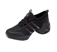 YFCH Baskets De Danse Hommes Et Femmes Chaussures de Sport Chaussures de Danse Mesh Sneaker Modern &Jazz Hip Hop Baskets,Noir-Or-B,36 EU