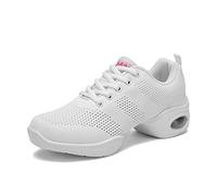 YFCH Chaussure de Sport Femme Basket de Danse Lacet Mesh Respirant Basket Mode Danse Hip Hop Jazz Casual, Blanc, 39 EU