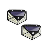 YFDGD 1/2/4/6/8/10 Pièces Lampe Solaire Extérieure Étanche 100 LED Appliques Solaires Capteur De Mouvement Solaire Alimenté Réverbère For Jardin Haute Luminosité(2PCS Solar Light)