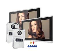 YFDGD 2MP 1080P 10 Pouces Interphone Vidéo Écran Tactile sans Fil WiFi Sonnette Filaire for Villa Contrôle D'accès Plat Affichage Clair Protection Contre Intempéries(2v2 Add 32G TF Card)