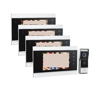 YFDGD 7 Pouces 1080P TFT Système D'interphone Vidéo Filaire Caméra De Téléphone Porte, Prise en Charge L'enregistrement/Sonnette Instantanée Affichage Clair Protection Contre Intempéries(4M1D)