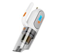 YFDGD Aspirateur De Voiture Multifonction 4 en 1, Pompe À Air Rechargeable par USB, Surveillance De La Pression des Pneus, Lumière LED, Affichage Numérique, for Voiture Et Maison(White A)