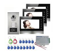 YFDGD Filaire Maison 7 Pouces Couleur Moniteurs Appartement Visiophone RFID HID Carte Système D'interphone Audiovisuel Affichage Clair Protection Contre Intempéries(530-V70K-3)