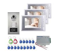 YFDGD Filaire Maison 7 Pouces Couleur Moniteurs Appartement Visiophone RFID HID Carte Système D'interphone Audiovisuel Affichage Clair Protection Contre Intempéries(530-V70C-3)