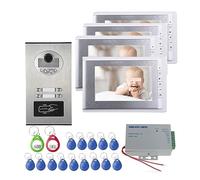 YFDGD Filaire Maison 7 Pouces Couleur Moniteurs Appartement Visiophone RFID HID Carte Système D'interphone Audiovisuel Affichage Clair Protection Contre Intempéries(530-V70C-4)