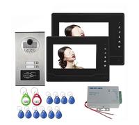 YFDGD Filaire Maison 7 Pouces Couleur Moniteurs Appartement Visiophone RFID HID Carte Système D'interphone Audiovisuel Affichage Clair Protection Contre Intempéries(530-V70N-2)