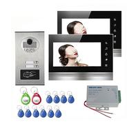 YFDGD Filaire Maison 7 Pouces Couleur Moniteurs Appartement Visiophone RFID HID Carte Système D'interphone Audiovisuel Affichage Clair Protection Contre Intempéries(530-V70K-2)