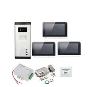 YFDGD Interphone Vidéo 7 Pouces LCD Moniteur WiFi sans Fil Porte Téléphone Sonnette Kit for 2/3 Unités Appartement Affichage Clair Protection Contre Intempéries(V70MG-620-1V3-lock)