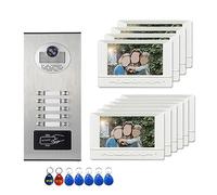 YFDGD Kits De Téléphone Porte D'interphone Bâtiment Vidéo D'appartement Système Multi-Boutons for 2-12 Unités Affichage Clair Protection Contre Intempéries(F KIT)