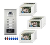 YFDGD Kits De Téléphone Porte D'interphone Bâtiment Vidéo D'appartement Système Multi-Boutons for 2-12 Unités Affichage Clair Protection Contre Intempéries(G KIT)