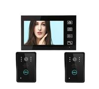 YFDGD Système D'interphone Vidéo sans Fil 7 Pouces, Sonnette, 2 Moniteurs, Caméra De Porte Infrarouge, Visiophone for Maison Et Appartement Affichage Clair Protection Contre Intempéries(C KIT)