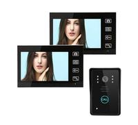 YFDGD Système D'interphone Vidéo sans Fil 7 Pouces, Sonnette, 2 Moniteurs, Caméra De Porte Infrarouge, Visiophone for Maison Et Appartement Affichage Clair Protection Contre Intempéries(A KIT)