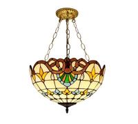 YFDGD Tiffany Vitrail Abat-jour Pendentif Lumières Vintage Suspension Lampe For Salle À Manger Cuisine Luminaires Maison Art Décoration(J 40cm,W)