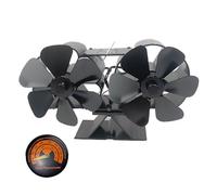 YFDGD Ventilateur Brûleur Bûches Mini Ventilateur De Poêle Cheminée Alimenté Par La Chaleur Brûleur À Bois Bûches Écologique Silencieux 5 Pales Maison Hiver Distribution Chaude(With Thermometer)