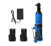 YFDGD Visseuse Percussion Clé Électrique Sans Fil 18V, 100nm, À Cliquet À Angle Droit, Impact, Rechargeable, 3/8 Pouces, Ensemble D'outils De Réparation Automobile, Clé D'angle(Blue 2 Battery)