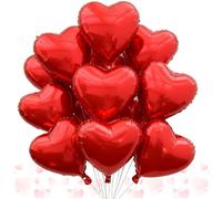 YFDORNAM Lot de 12 ballons rouges en forme de cœur en aluminium de 35,6 cm pour Saint-Valentin, demande en mariage, décoration de fête, anniversaire et décoration romantique