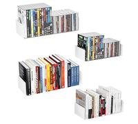 YFEEN Lot de 2 étagères murales flottantes en métal de 39,1 cm pour rangement et décoration, CD, DVD, livres, parfum, maquillage, salon, chambre à coucher, salle de bain et cuisine (4P-blanc, 39 et 35