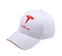 YFFTHREE Voiture Casquette de Baseball, pour Tesla Model X 2021-2025 Anti-Soleil Coton Baseball Cap, Casquette de Baseball Réglable Unisexe Ajustable Casquette Automobile,White