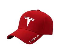 YFFTHREE Voiture Casquette de Baseball, pour Tesla Model Y 2020-2025 Anti-Soleil Coton Baseball Cap, Casquette de Baseball Réglable Unisexe Ajustable Casquette Automobile,Red